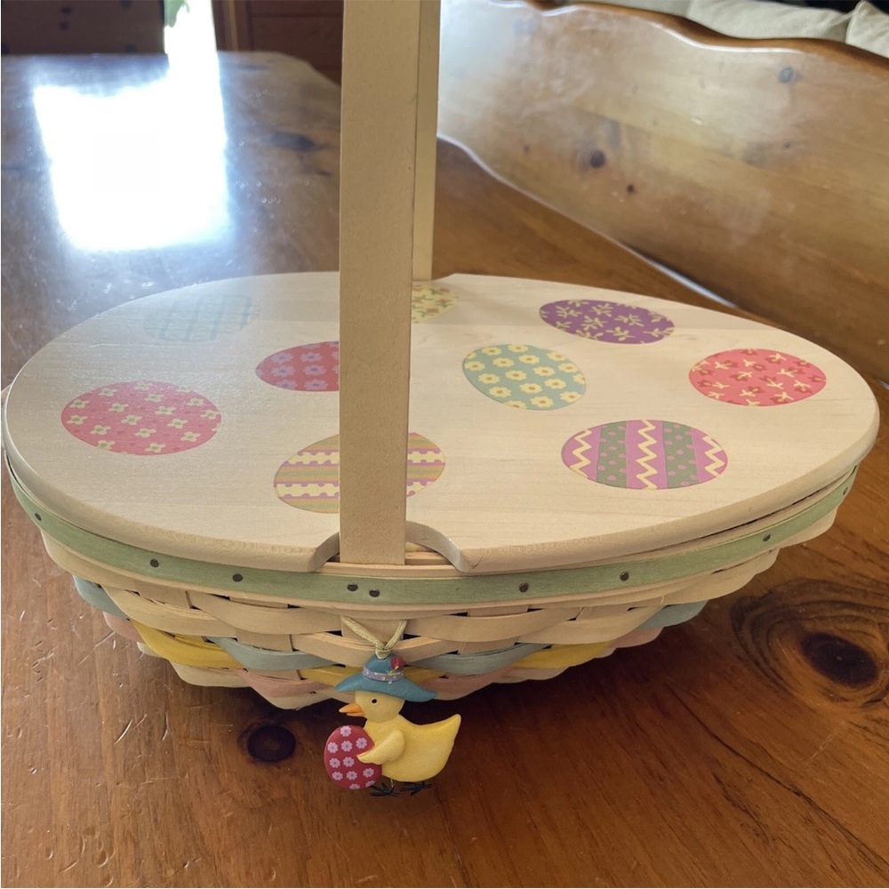 Longaberger 2009 Easter Basket Set Lid Liner Protector Chick Tie-On COMPLETE